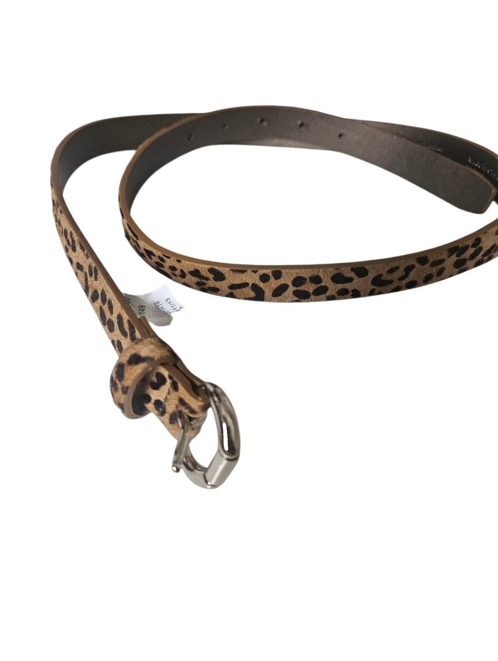 Banana Republic Genuine Leather Leopard Print Haircalf Skinny Belt Women S